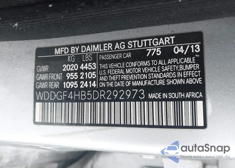 2013 Mercedes-Benz C 250 Sport from USA, damaged, VIN WDDGF4HB5DR292973